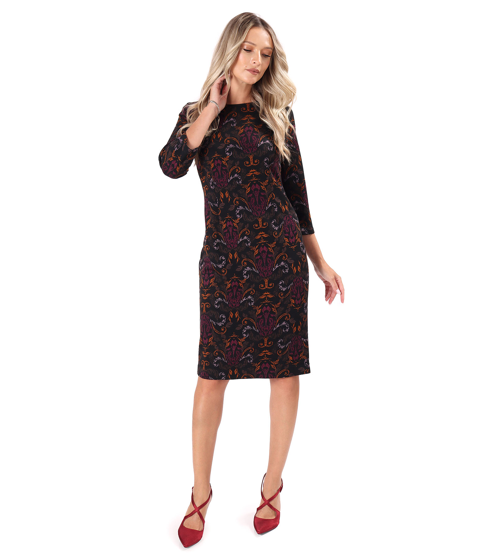 Floral-print dress in heavyweight jersey