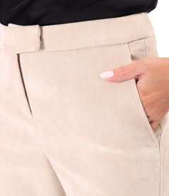 Pantaloni drepti din stofa groasa cu lycra si viscoza