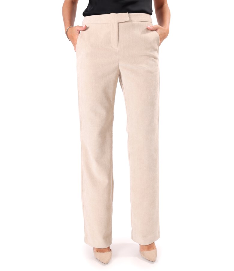 Straight-leg trousers in heavyweight viscose-blend fabric