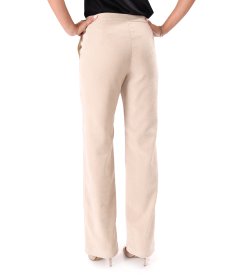 Pantaloni drepti din stofa groasa cu lycra si viscoza