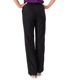 Pantaloni drepti din stofa groasa cu lycra si viscoza