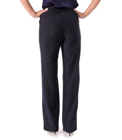 Pantaloni drepti din stofa groasa cu lycra si viscoza