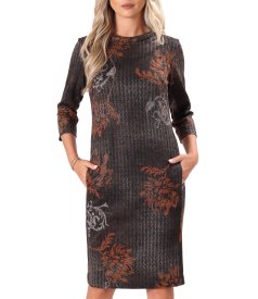 Elegant dress in stretch fabric with lurex yarn