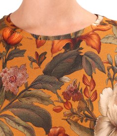 Stretch viscose jersey blouse in floral print