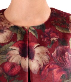 Floral-print dense velvet bolero