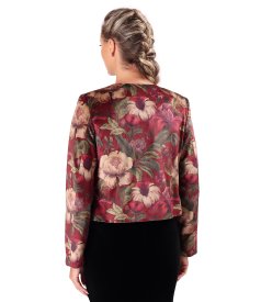 Floral-print dense velvet bolero