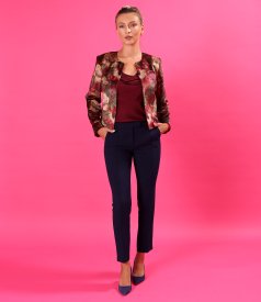 Floral-print dense velvet bolero