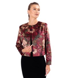Floral-print dense velvet bolero