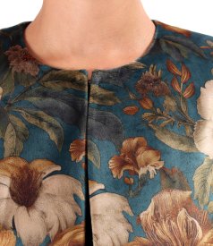 Floral-print dense velvet bolero