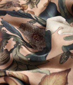 Midi dress in viscose and silk with floral print