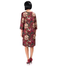 Rochie lejera din viscoza cu matase naturala cu motive florale