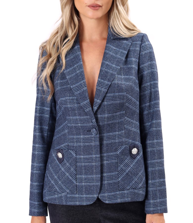 Office checked jacket in a cotton and wool blend