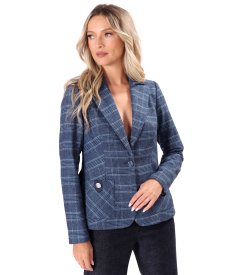 Office checked jacket in a cotton and wool blend