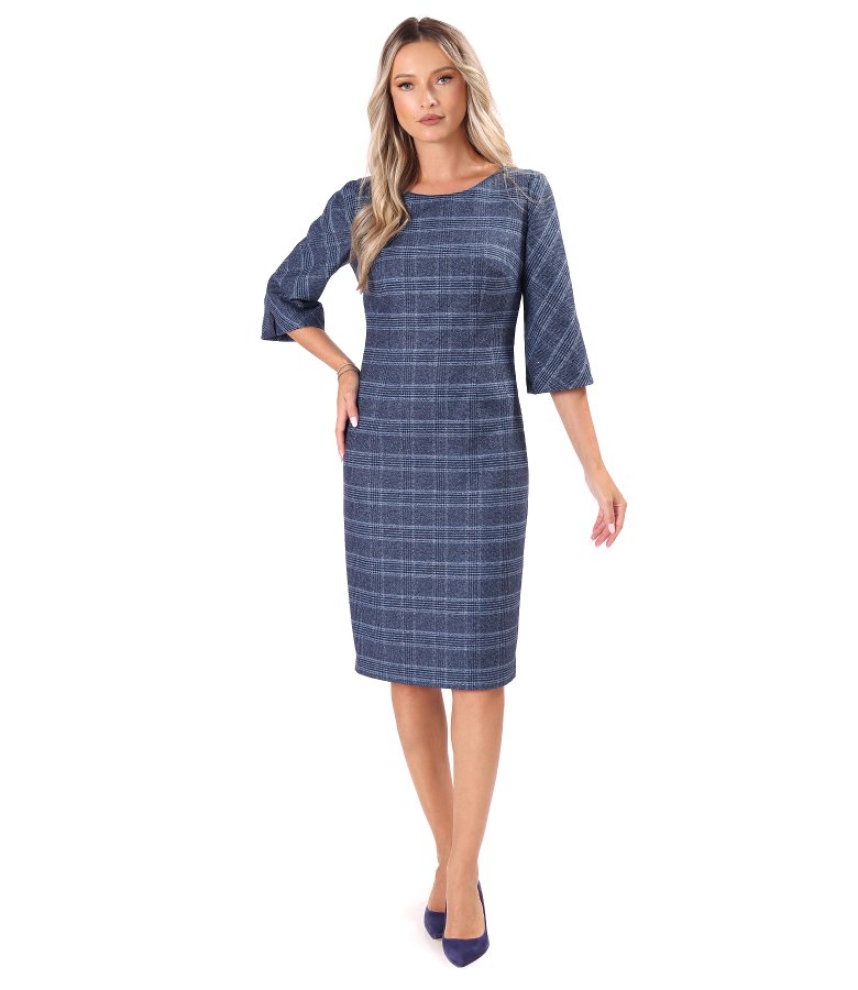 Office checked dress in a cotton and wool blend