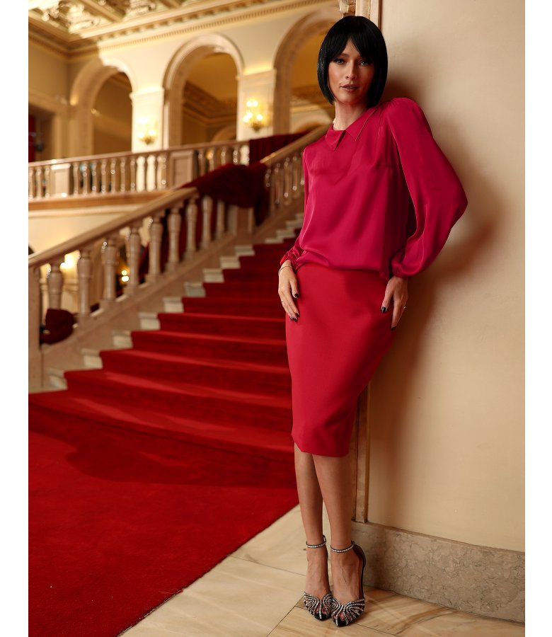 Office skirt crafted from substantial virgin wool-blend fabric