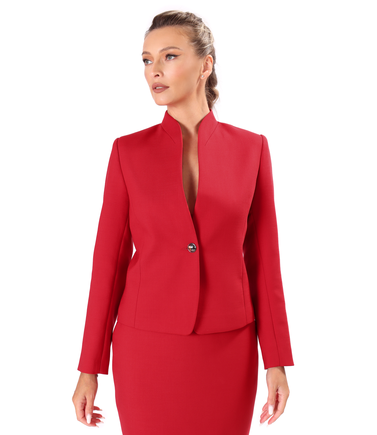 Office jacket in stretch virgin wool-blend fabric