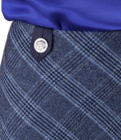 Flared office skirt in a cotton and wool check