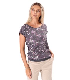 Relaxed-fit blouse with floral print front