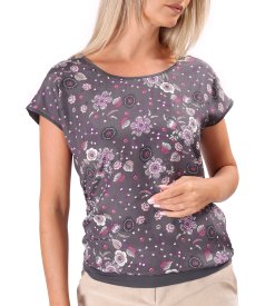 Relaxed-fit blouse with floral print front