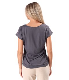 Relaxed-fit blouse with floral print front