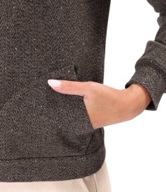 Hanorac tip bomber cu fermoar si textura in spic