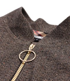 Hanorac tip bomber cu fermoar si textura in spic