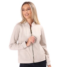 Bluza tip bomber cu fermoar si textura in spic