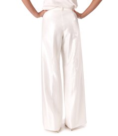 Wide-leg trousers in satin-look fabric
