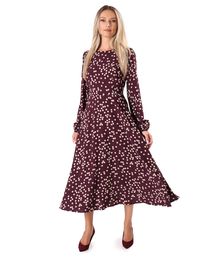Midi dress in polka-dot printed viscose