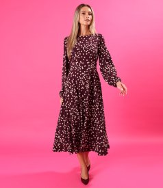 Midi dress in polka-dot printed viscose