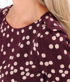 Midi dress in polka-dot printed viscose