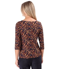 Stretch viscose jersey blouse with print