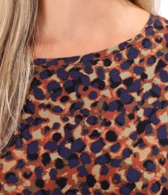 Stretch viscose jersey blouse with print