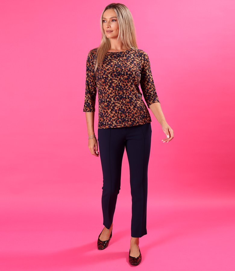Stretch viscose jersey blouse with print