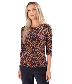 Stretch viscose jersey blouse with print