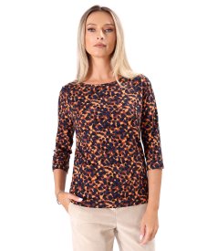 Stretch viscose jersey blouse with print