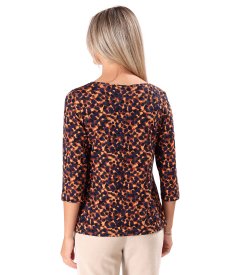 Stretch viscose jersey blouse with print