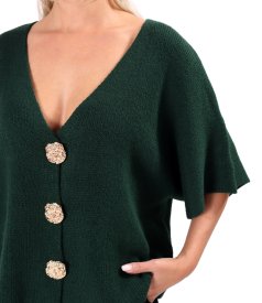 Relaxed-fit knit cardigan with detachable brooch-style gold buttons