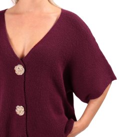 Relaxed-fit knit cardigan with detachable brooch-style gold buttons