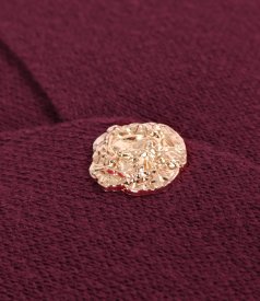 Relaxed-fit knit cardigan with detachable brooch-style gold buttons