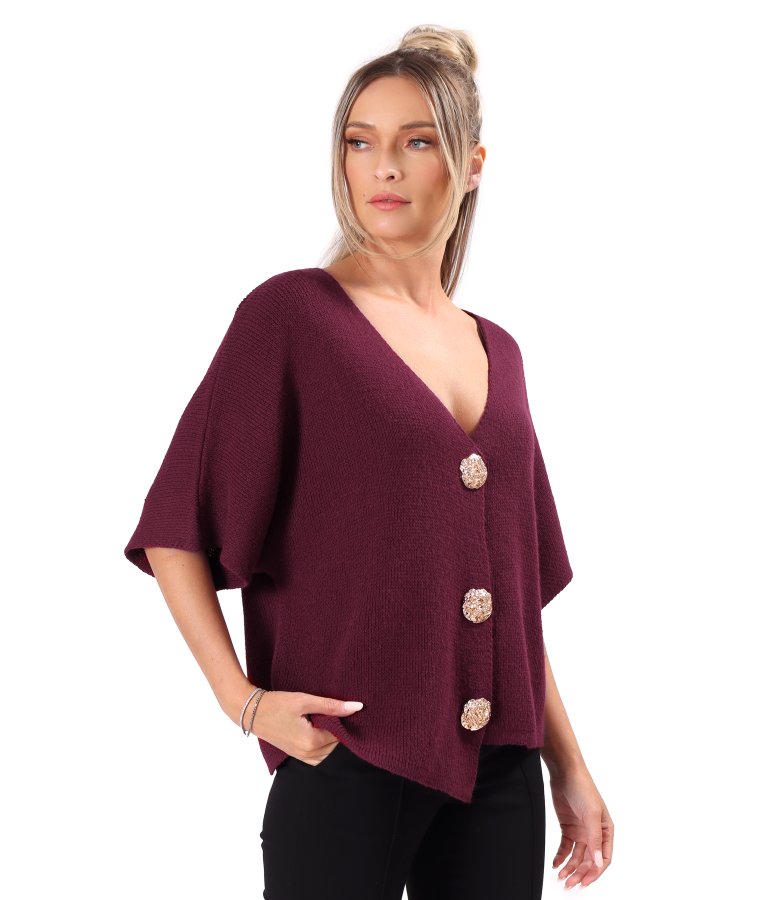 Relaxed-fit knit cardigan with detachable brooch-style gold buttons