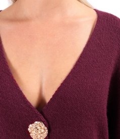 Relaxed-fit knit cardigan with detachable brooch-style gold buttons