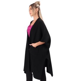 Long knitted cardigan in a wool and alpaca blend