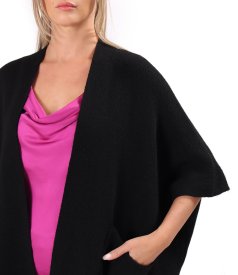 Long knitted cardigan in a wool and alpaca blend