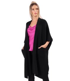 Long knitted cardigan in a wool and alpaca blend