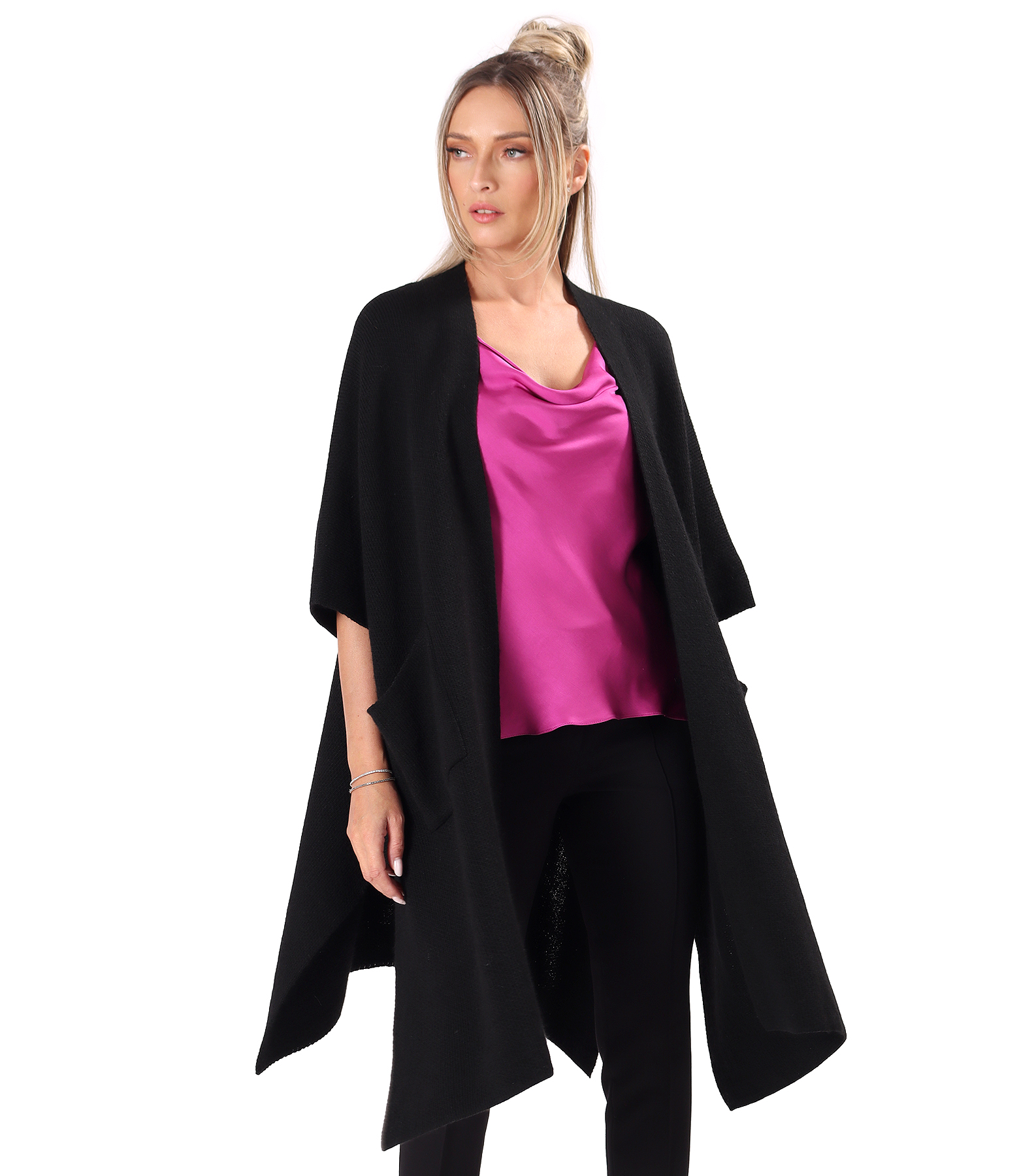 Long knitted cardigan in a wool and alpaca blend