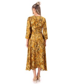 Midi viscose dress with scarf collar