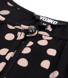 Long-sleeved polka-dot viscose blouse