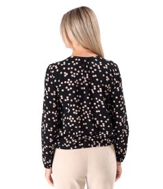 Long-sleeved polka-dot viscose blouse