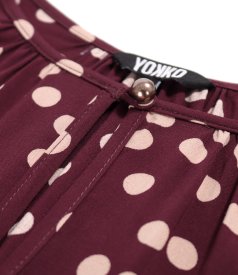 Long-sleeved polka-dot printed viscose blouse
